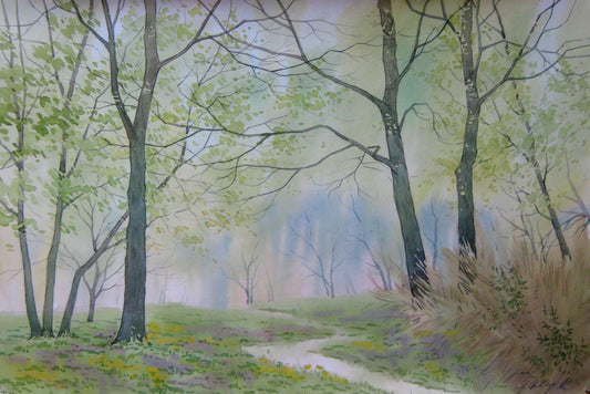 Watercolor painting The trail runs Savenets Valery