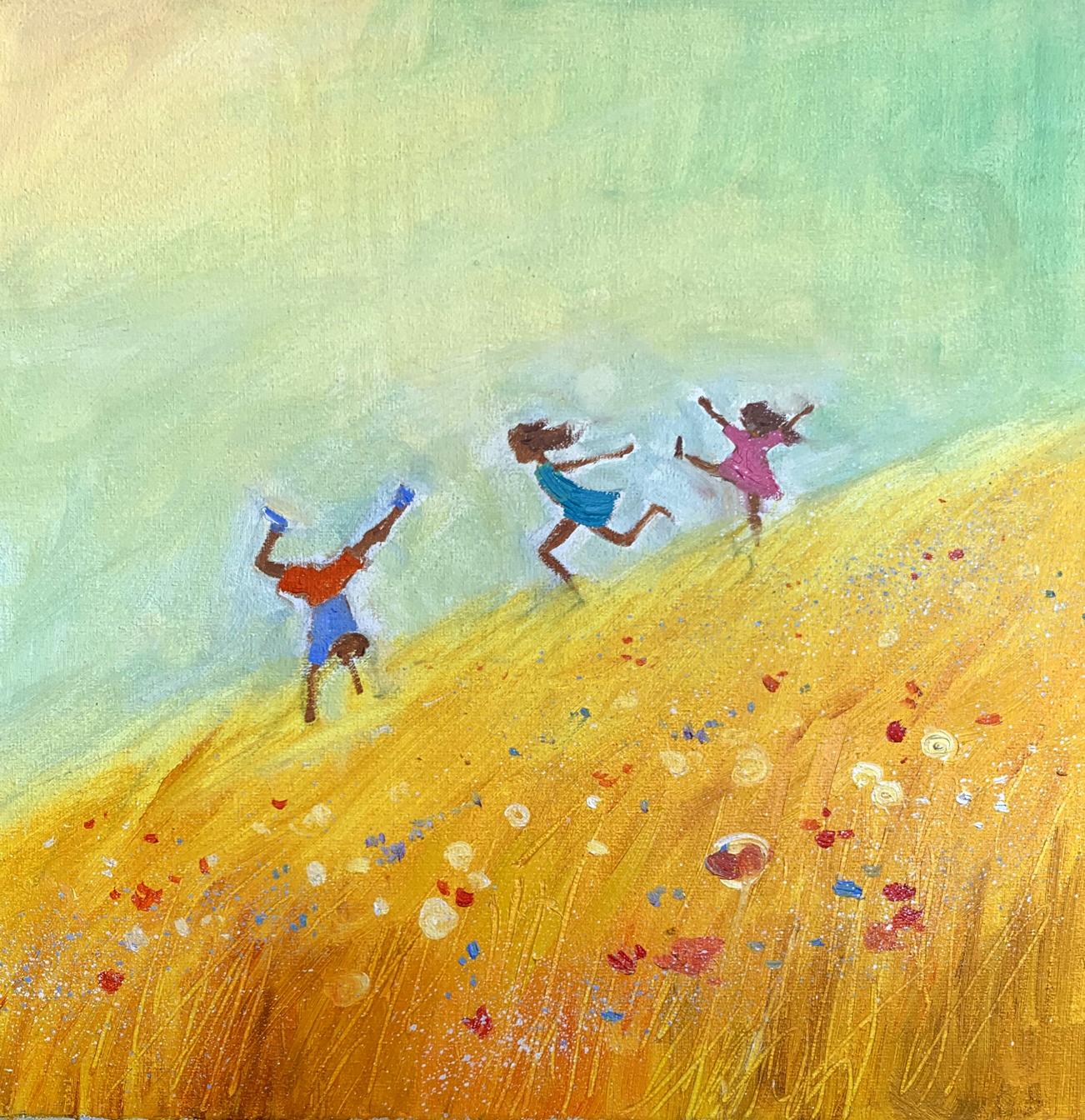 Oil painting Children's happiness Unknown artist
