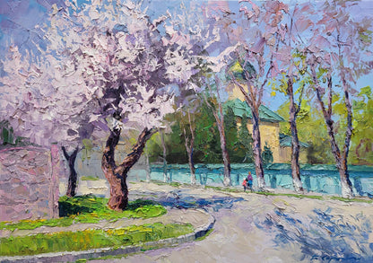 Oil painting Apricot blossom Boris Serdyuk