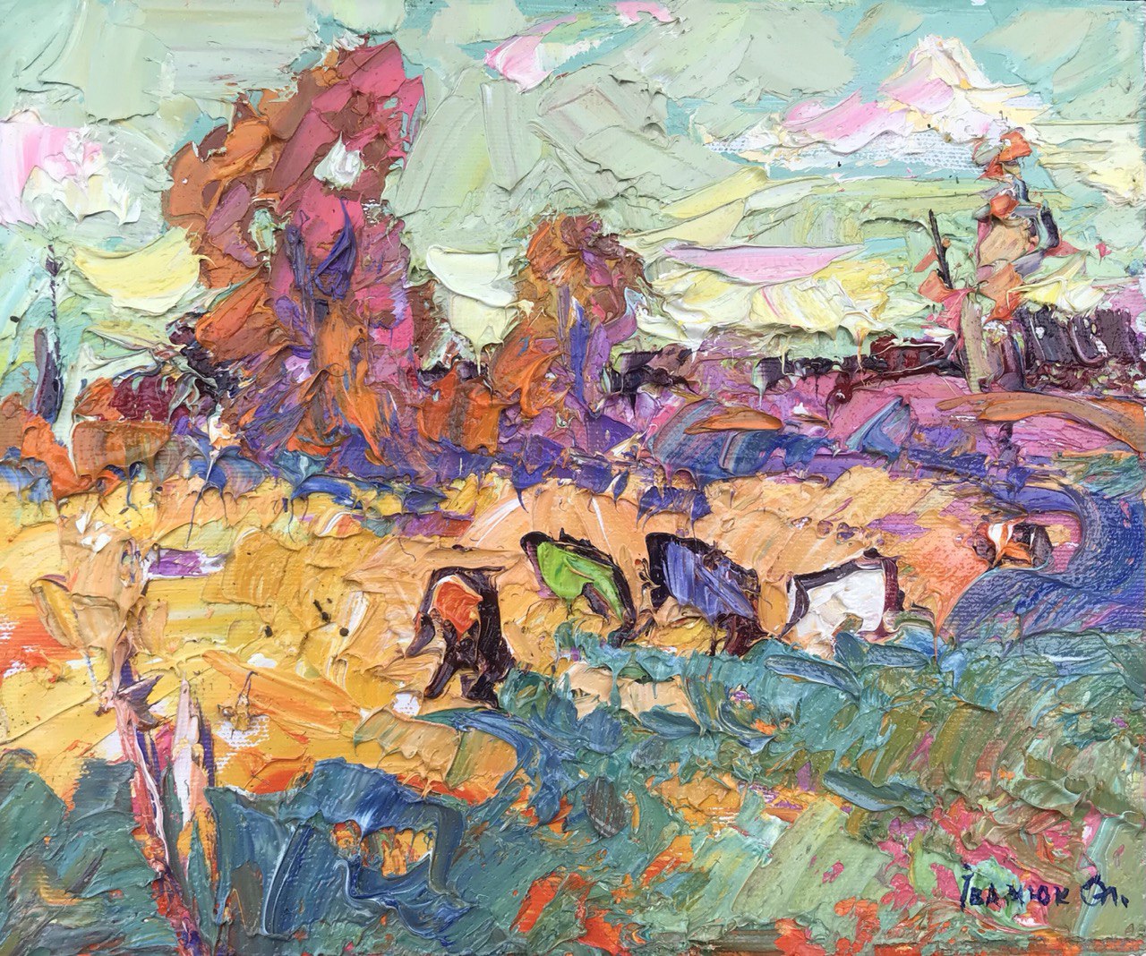 Abstract oil painting Golden stubble Ivanyuk Alex