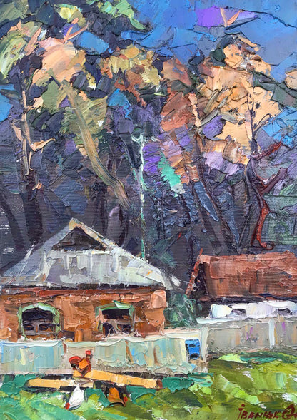 Oil painting Autumn on the street Ivanyuk  Alex