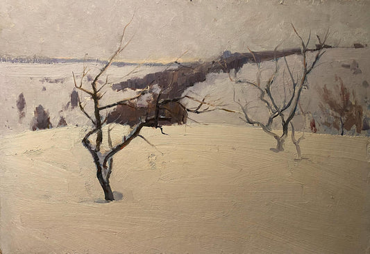 Oil painting Winter landscape Georgiy Petrov