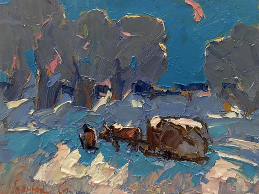 Oil painting Winter evening Ivanyuk Alex