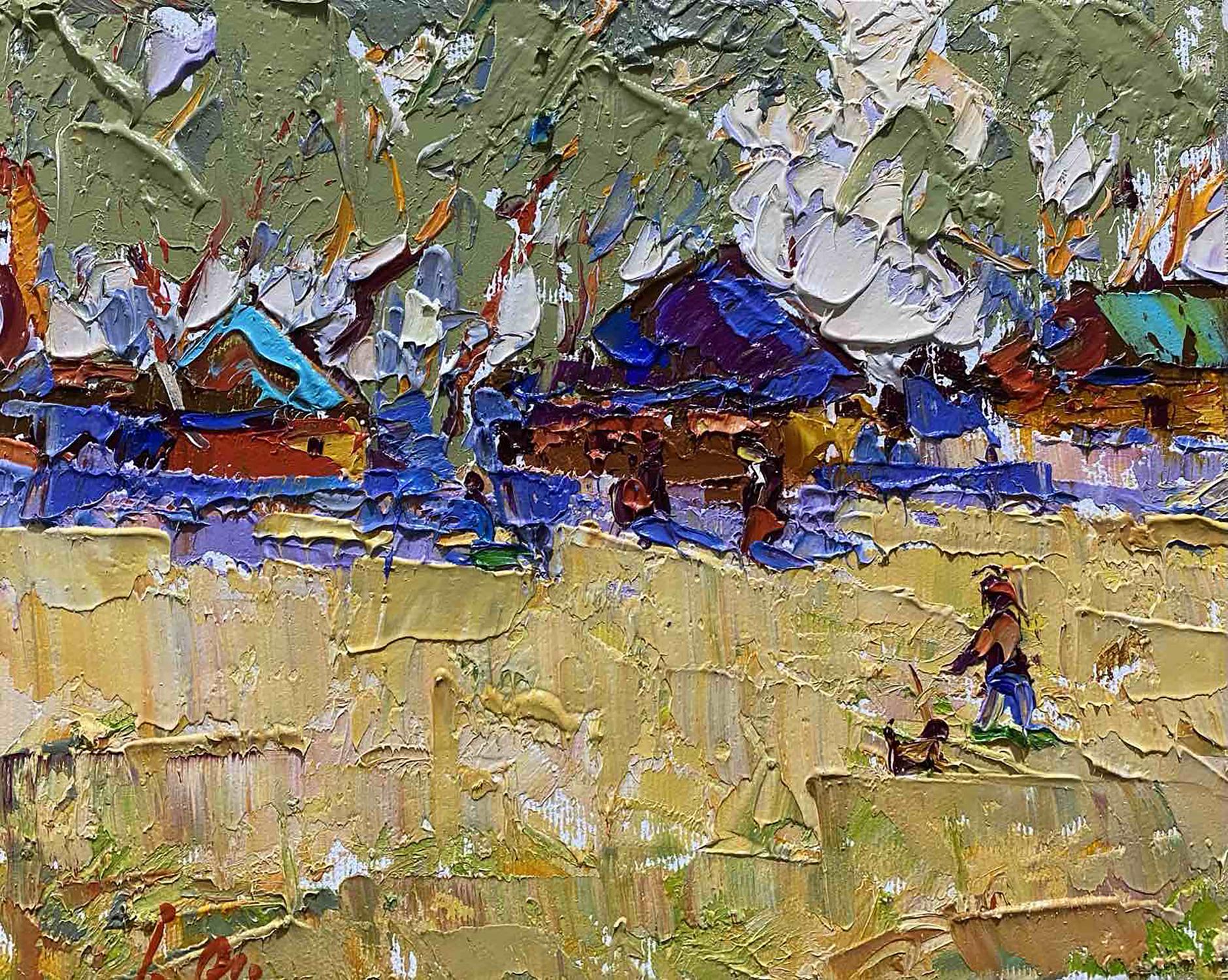 Oil painting Village landscape 