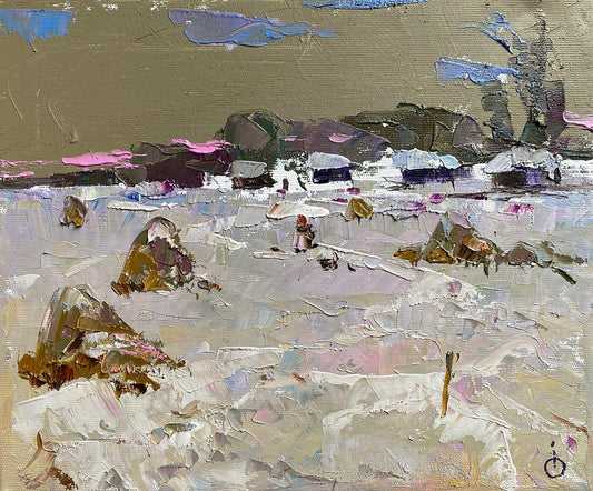 Oil painting Winter landscape