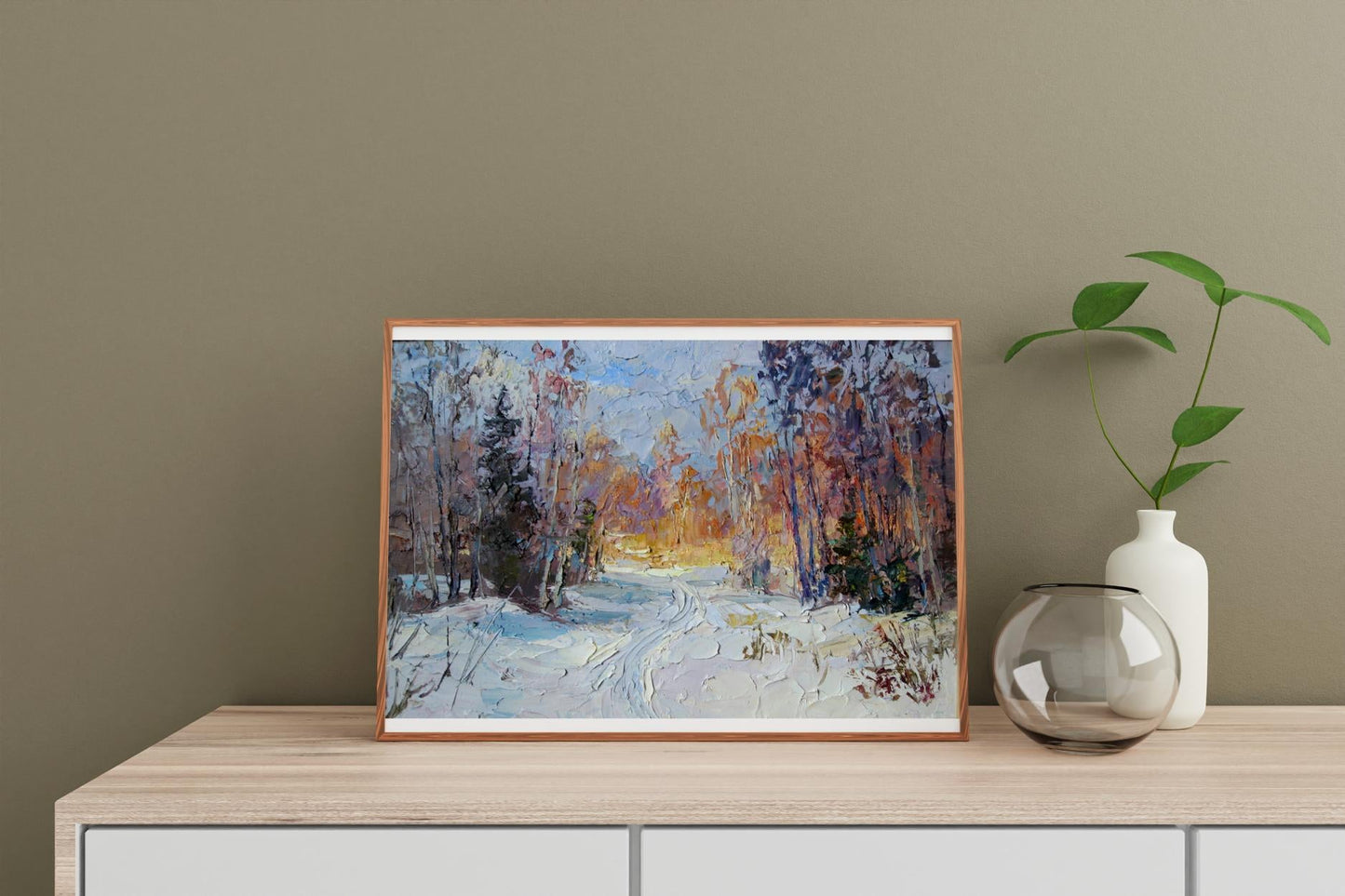 Oil painting Last rays of sun in winter Boris Serdyuk