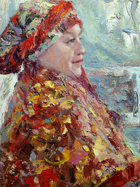 Oil painting Woman in a shawl Alexander Nikolaevich Cherednichenko