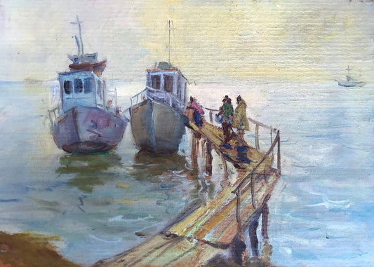 Oil painting On the pier Myshurovsky Victor