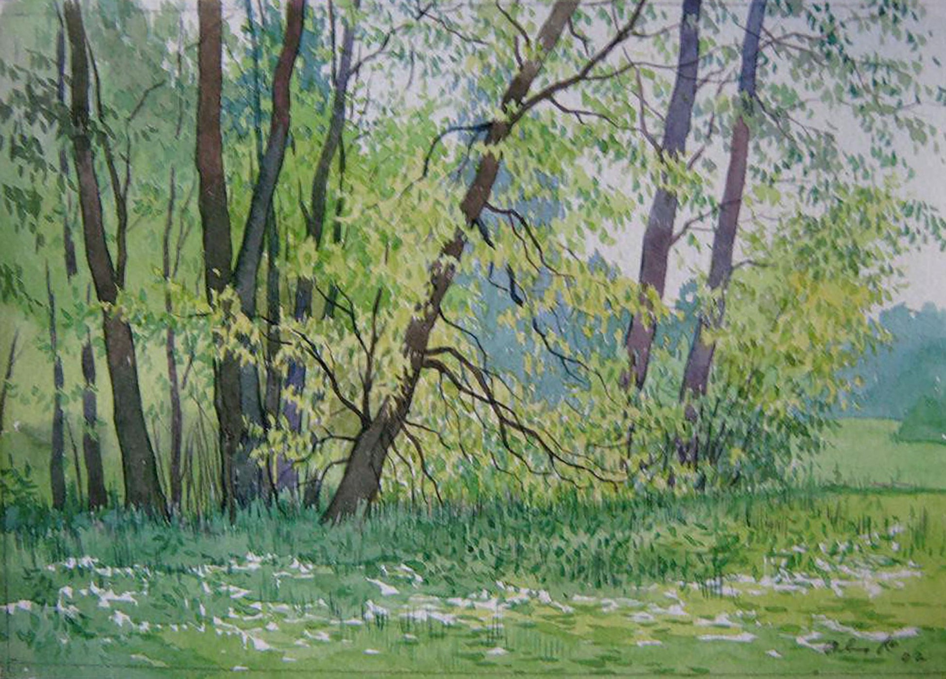 Watercolor painting Summer sketch Savenets Valery