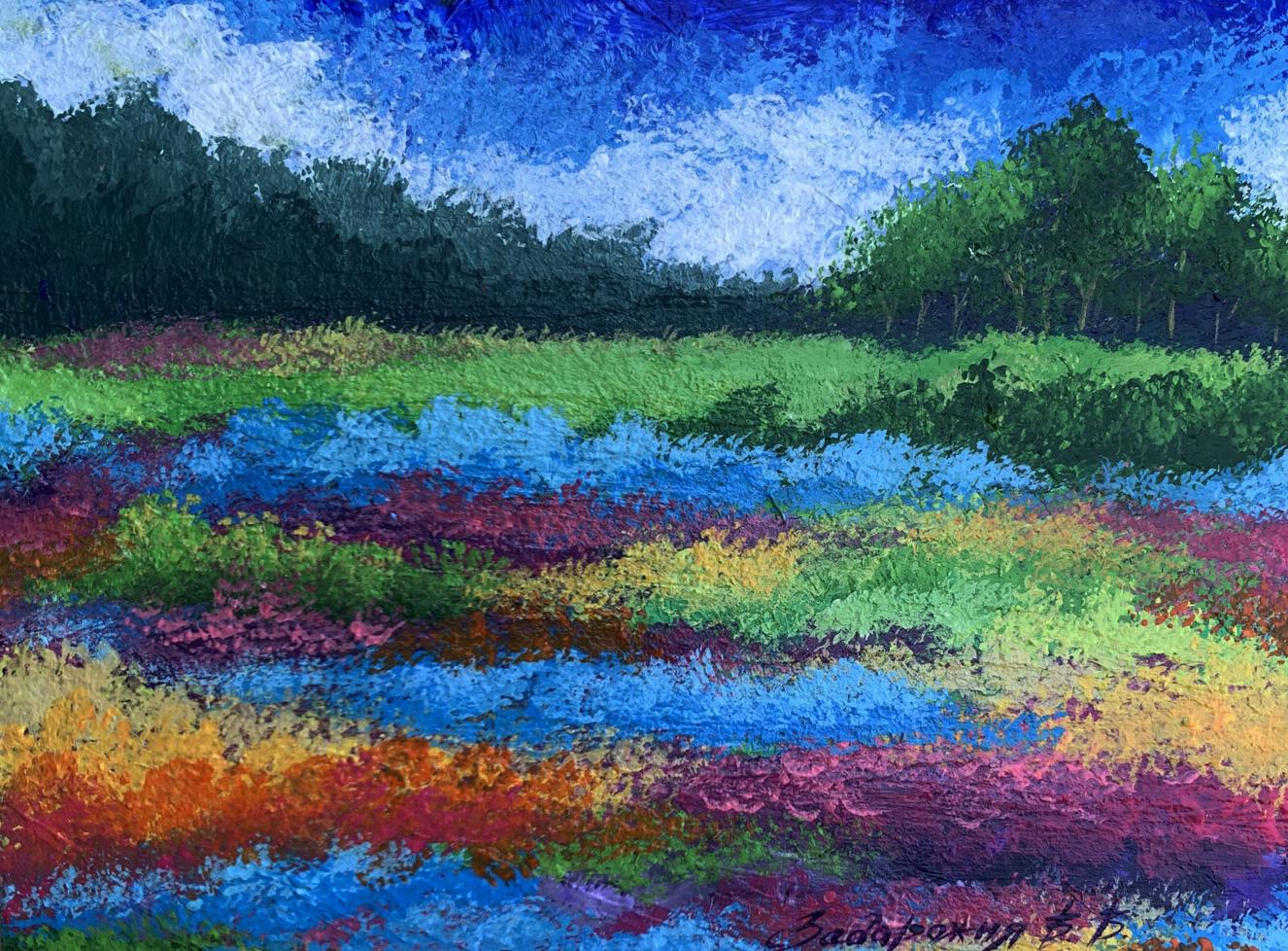 Oil painting Fields of flowers V. Zadorozhnya