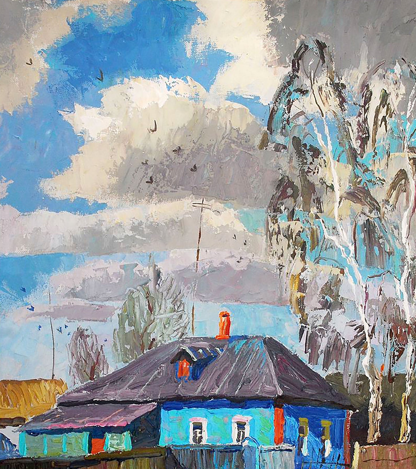 Oil painting Spring in the city of Divination Egor Shvachunov