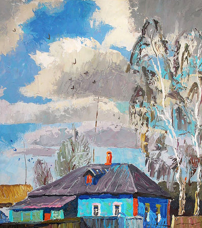 Oil painting Spring in the city of Divination Egor Shvachunov