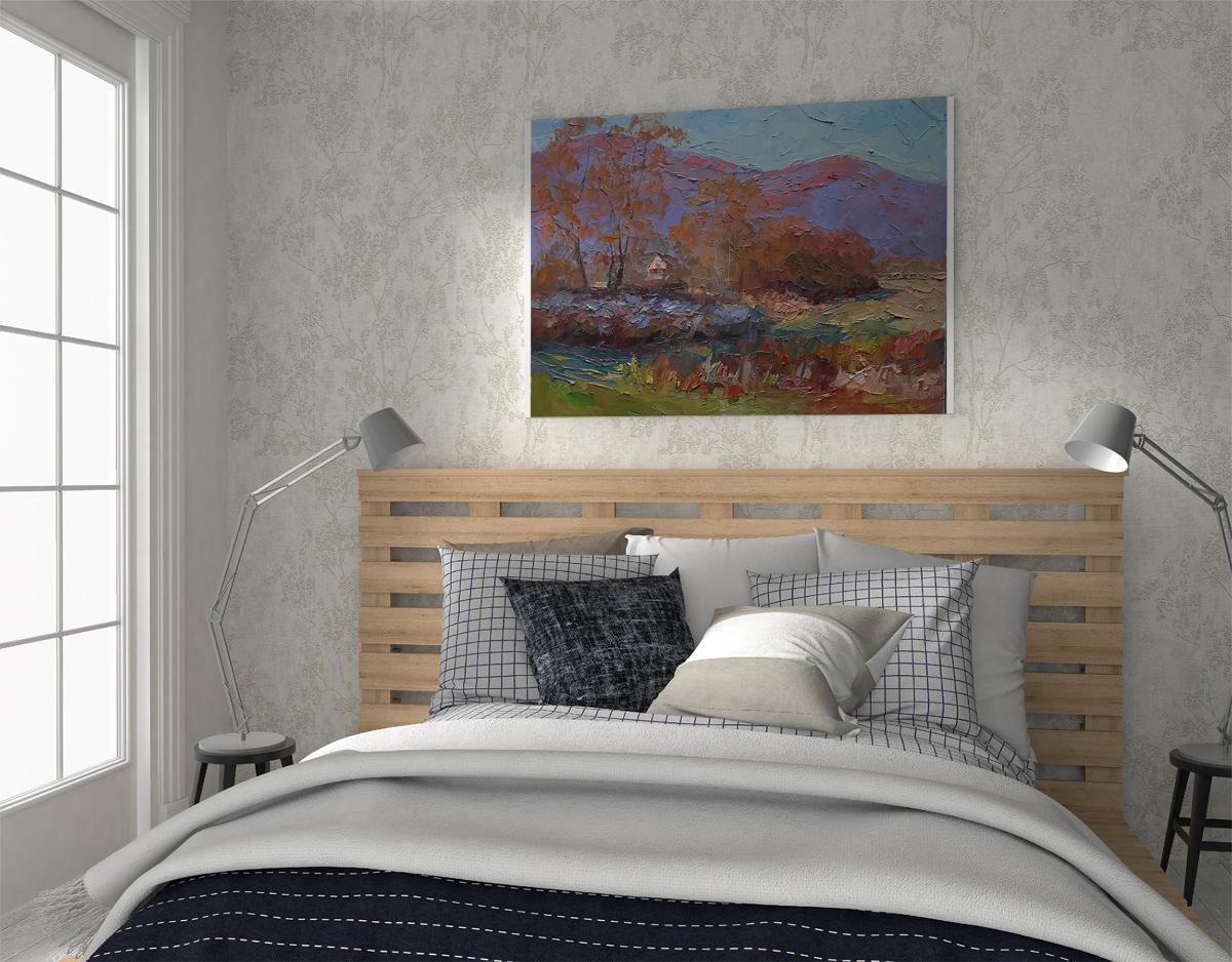 The oil painting captures the essence of "Autumn Colors" by Boris Petrovich Serdyuk