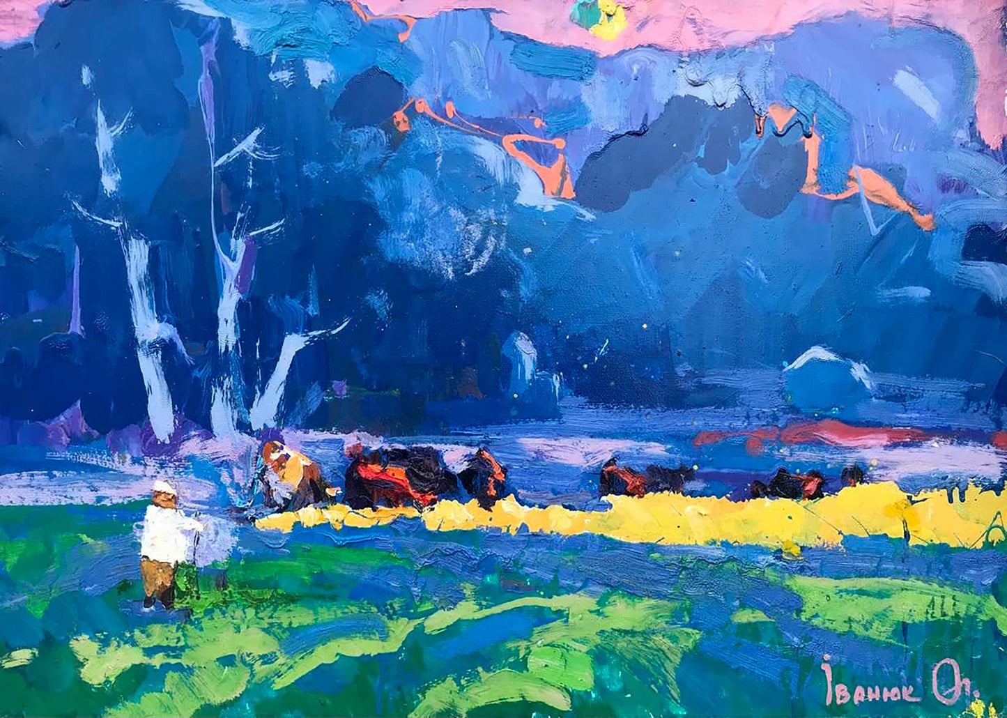 Oil painting In the shade of ash trees Ivanyuk Alex