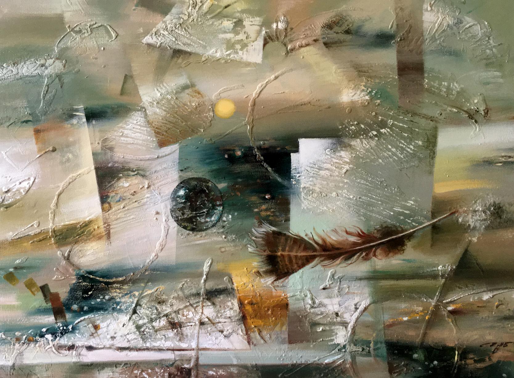 Abstract oil painting Flying feather Anatoly Borisovich Tarabanov