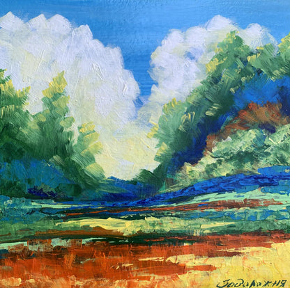 Oil painting Sun behind the clouds V. Zadorozhnya
