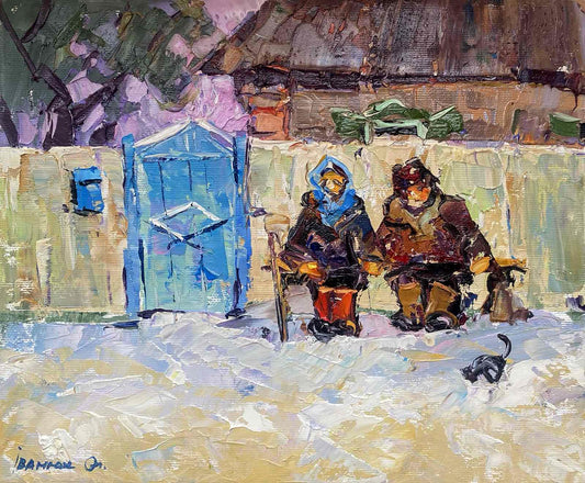 Oil painting Village landscape 
