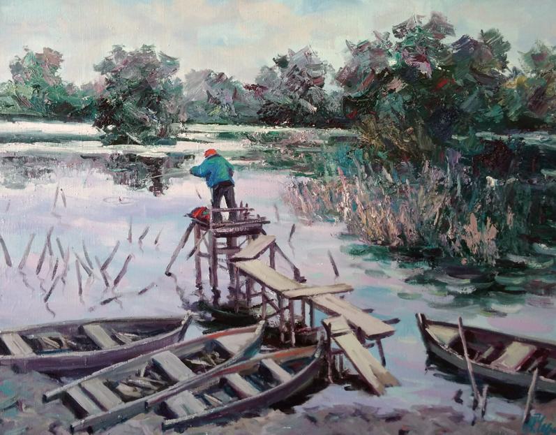 Oil painting Fisherman Alexander Nikolaevich Cherednichenko
