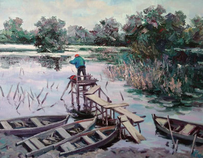 Oil painting Fisherman Alexander Nikolaevich Cherednichenko
