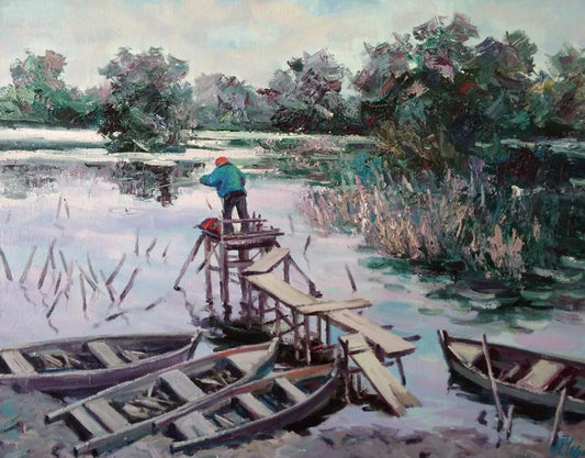 Oil painting Fisherman Alexander Nikolaevich Cherednichenko
