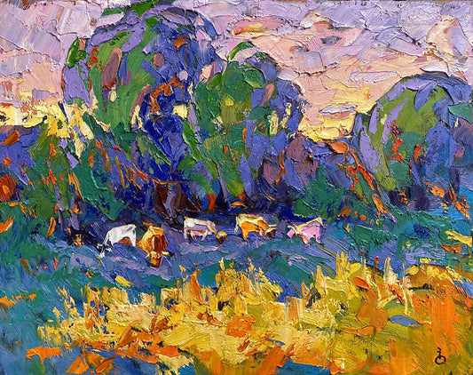 Oil painting Forest landscape
