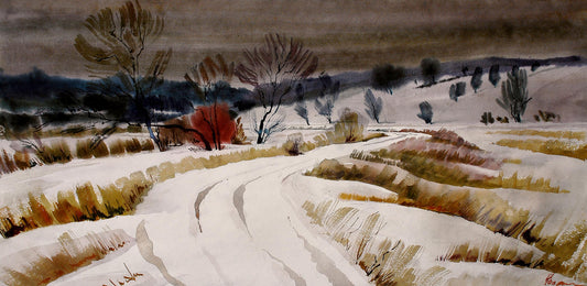 Watercolor painting Winter. Obolon Egor Shvachunov