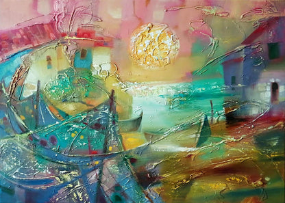 Abstract oil painting Seashore Anatoly Tarabanov