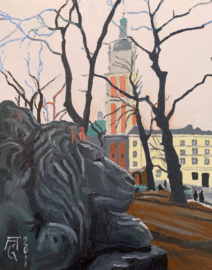 Oil painting Town Square Oleksandr Gukalov