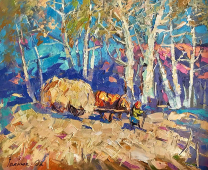 Oil painting Hay is being carried Ivanyuk Alex