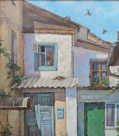 Oil painting Town yard Osnach Olesia