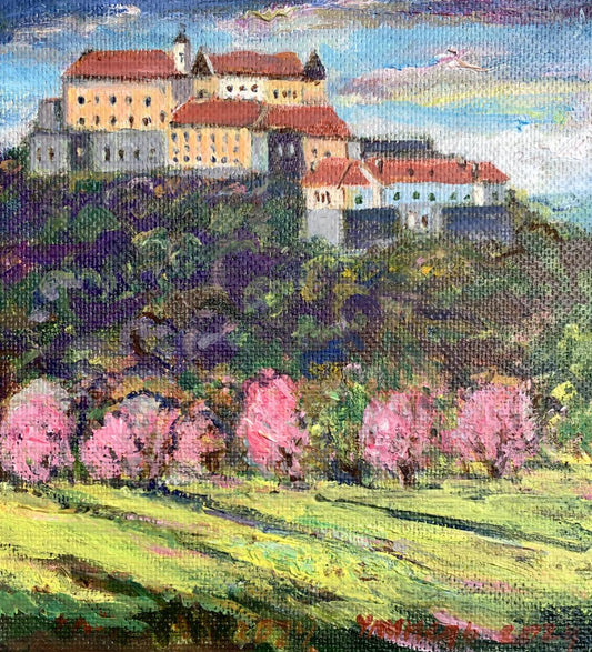 Oil painting Castle in the mountains Yu. Ulinets