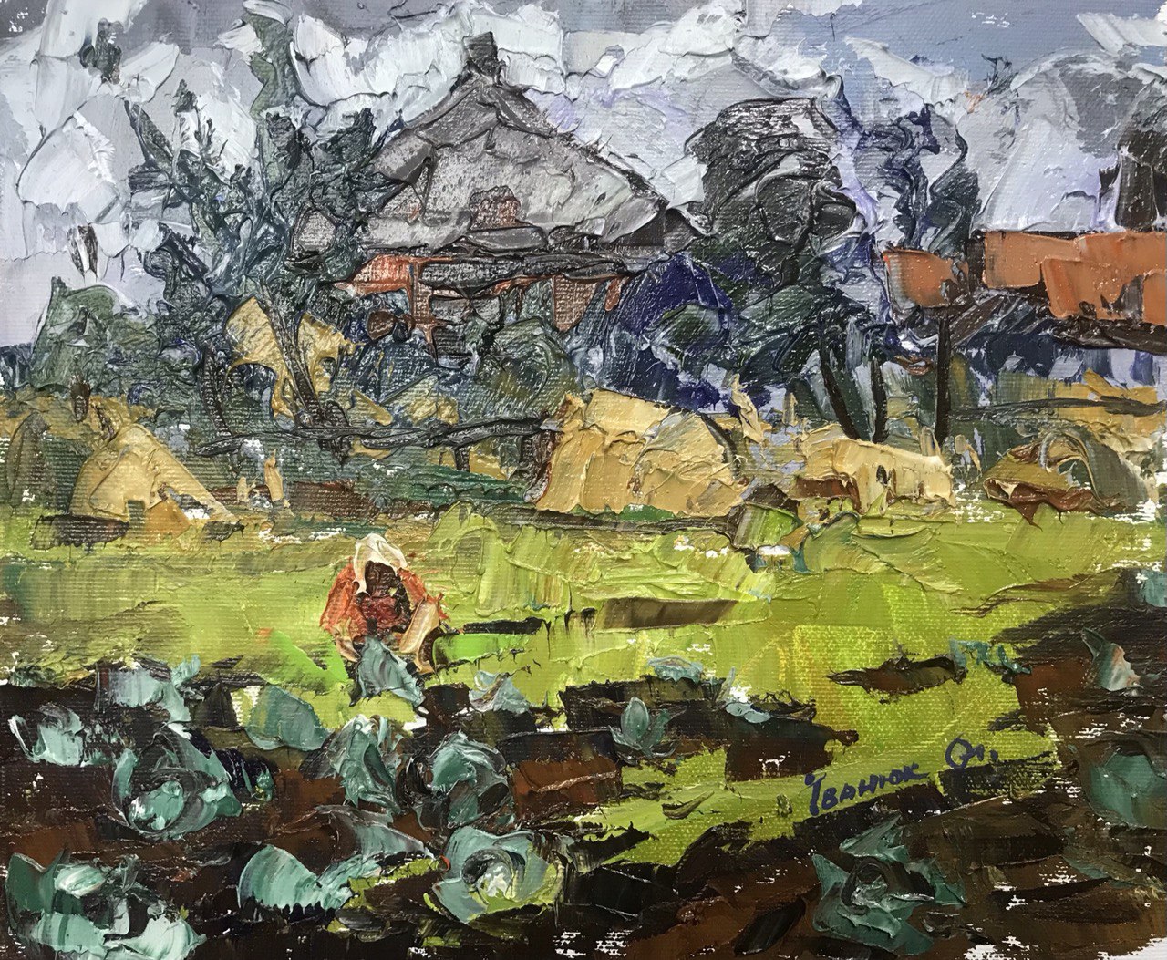 Oil painting village weekdays Ivanyuk Alex