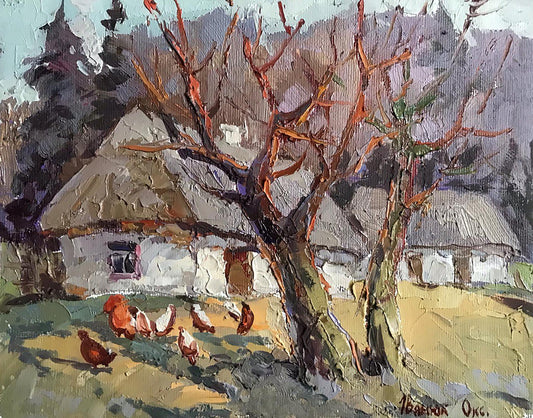Oil painting In the courtyard Ivanyuk Oksana