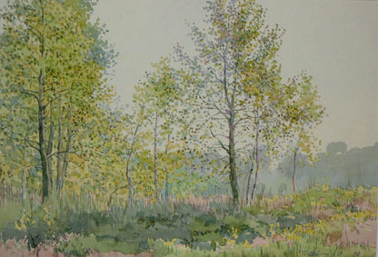 Watercolor painting October warm days Savenets Valery