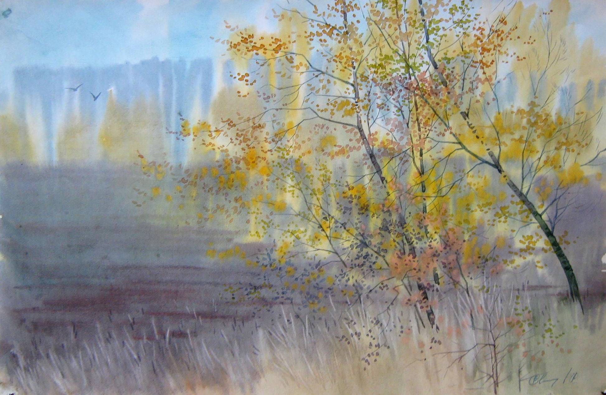 Watercolor painting October sketch Savenets Valery