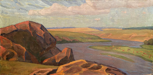 Oil painting River view Nikolai Hrustalenko
