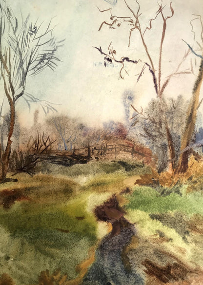 In the Woods by Anya Riaboka, a watercolor painting capturing forest serenity.