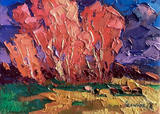 Oil painting Scarlet autumn Ivanyuk Oksana
