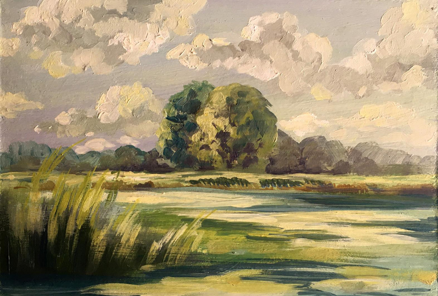 Oil painting Rest by the river Svetlana Gramm