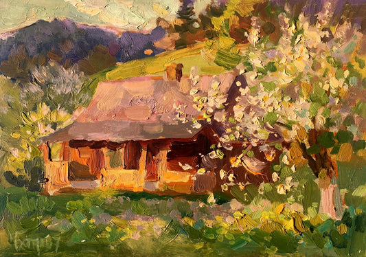 Oil painting Apple trees bloom Batrakov Vladimir Grigorievich