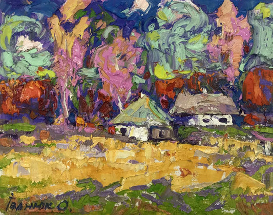 Oil painting Village edge Alex Ivanyuk