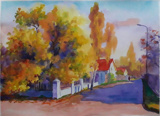 Watercolor painting Autumn is golden Serdyuk Boris Petrovich