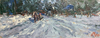 Oil painting Winter long hike Alexander Cherednichenko