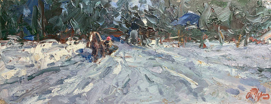 Oil painting Winter long hike Alexander Cherednichenko