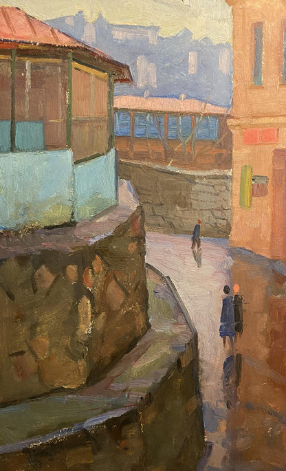 Oil painting Street bustle Nikolai Hrustalenko