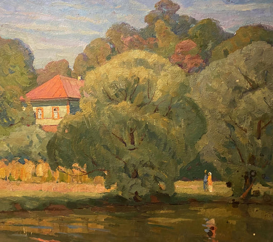 Oil painting Walk near the river Nikolai Bortnikov