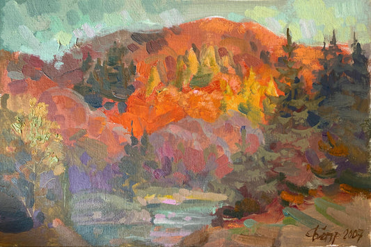 Oil painting Autumn mountains Batrakov Vladimir Grigorievich