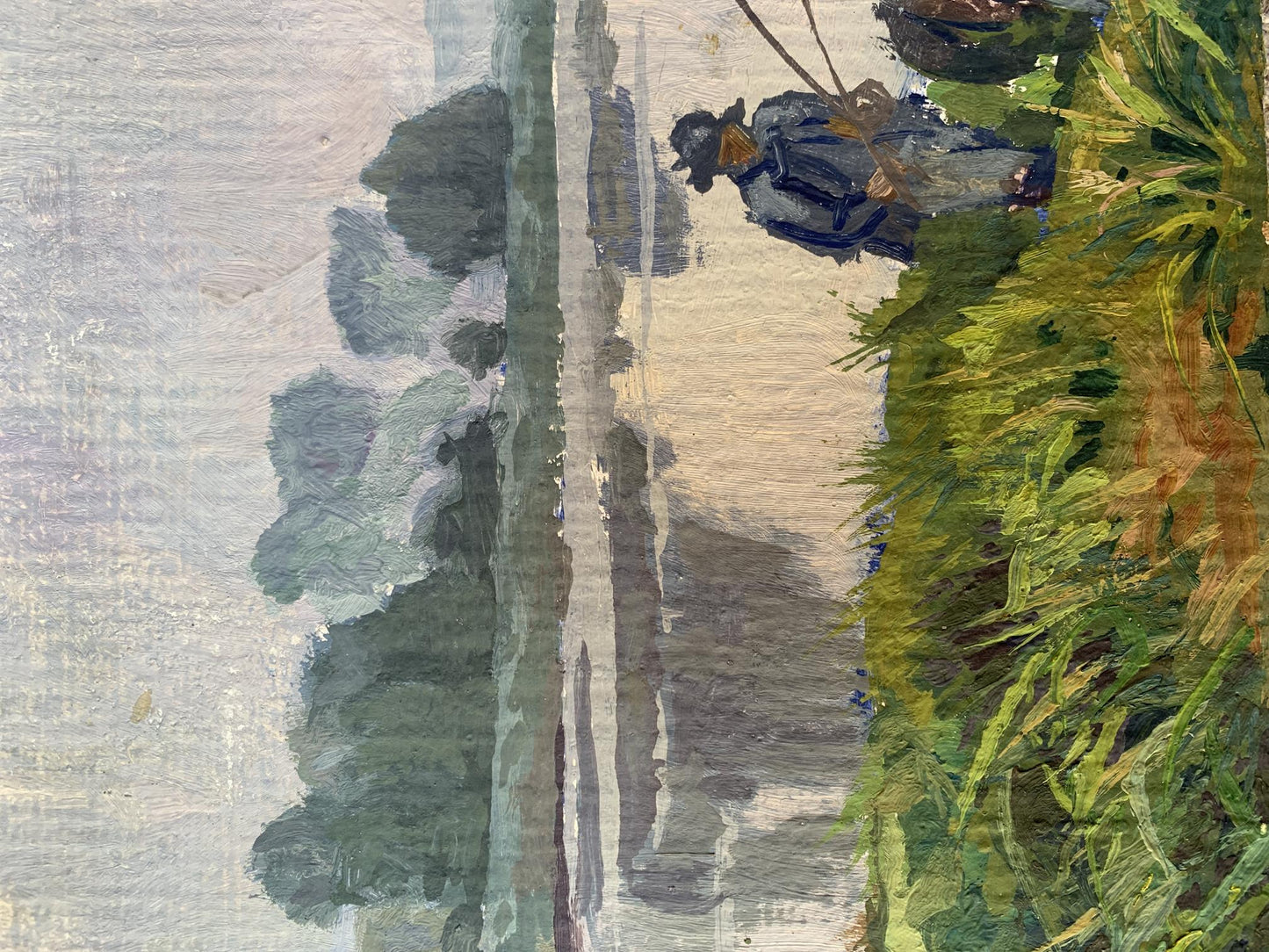 Oil painting Fishing Batrakov Vladimir Grigorievich