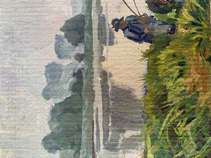 Oil painting Fishing Batrakov Vladimir Grigorievich