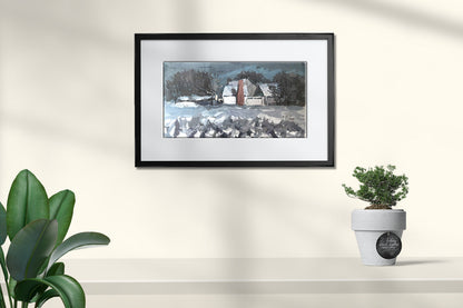 Oil painting Winter village landscape Sakhno Ludmila